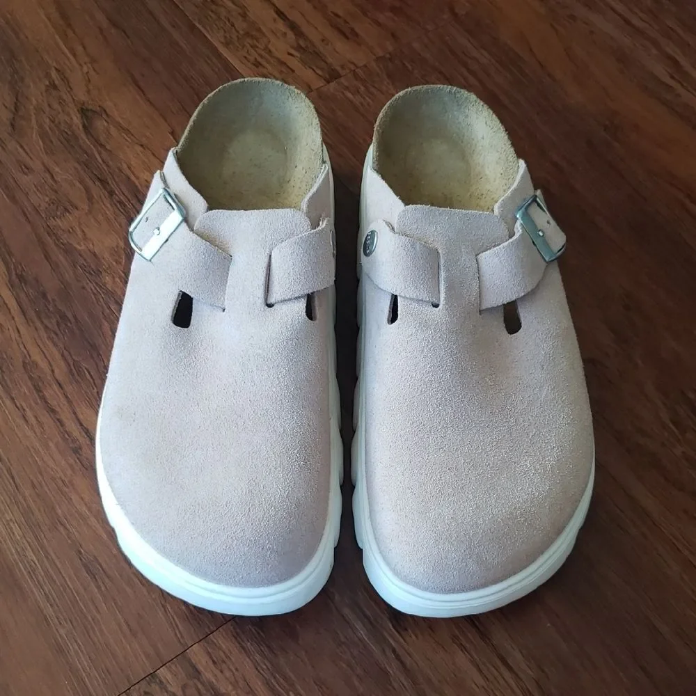 Birkenstock Papillio Light Rose Suede Chic Retro Feminine Chunky Boston Size 42 - Picture 2 of 11